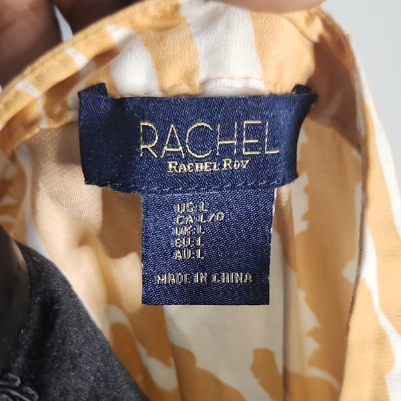 RACHEL Rachel Roy Mustard and White Zebra Print Blouse Size L - Picture 6 of 7